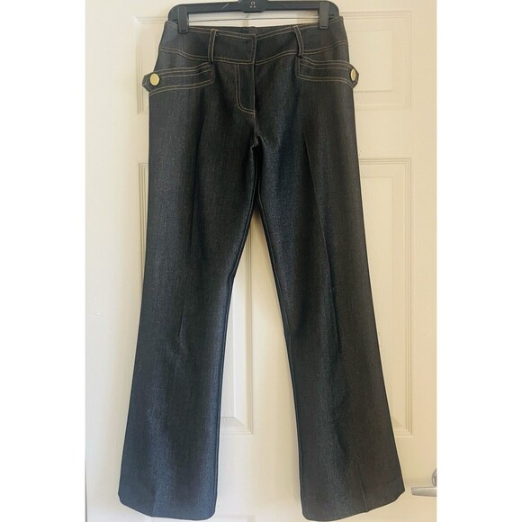 Cache Pants - VTG Caché Couture High Rise Sailor Wide Leg Chambray Trouser Pants Sz 10 Y2K EYC